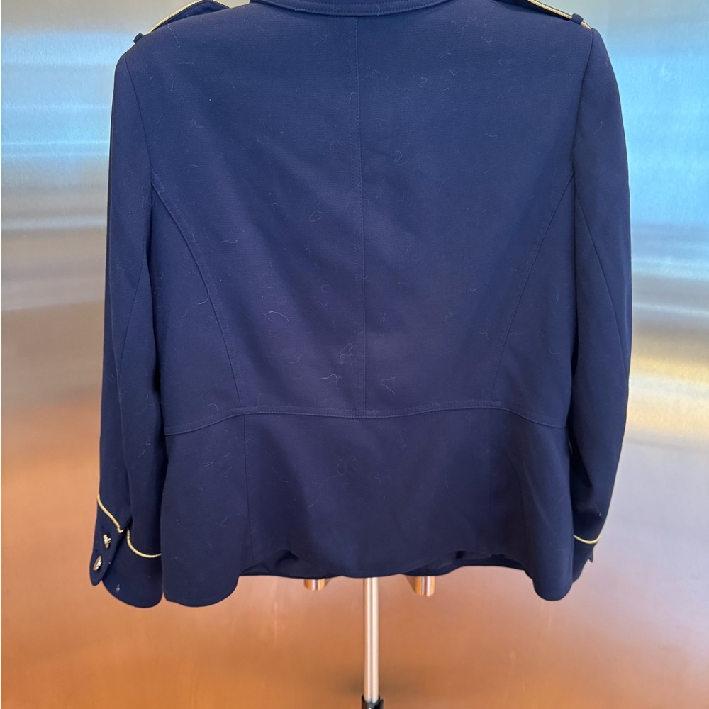 Chico's Navy Pea Coat with Gold Accents - Picture 7 of 9